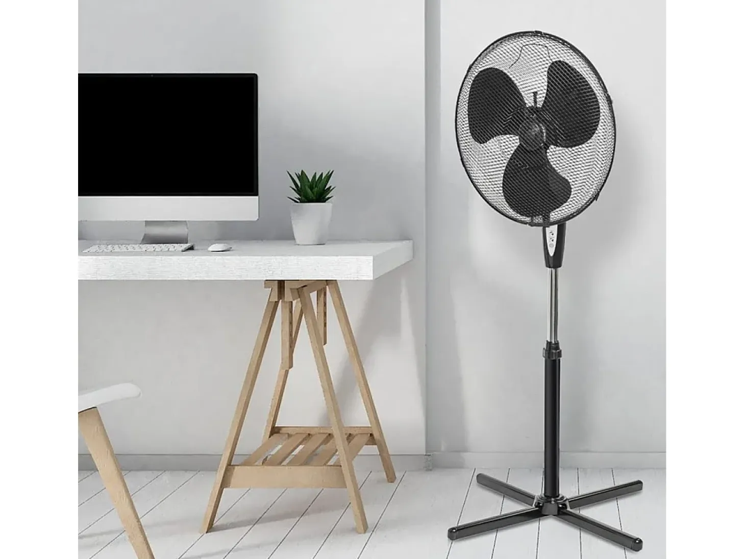Betron Ventilador de pie con mando a distancia 45cm 45W negro ASV45ZR