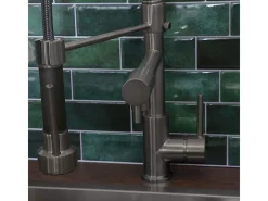 Big Pro Mezclador de fregadero con rociador móvil gris metalizado Essebagno