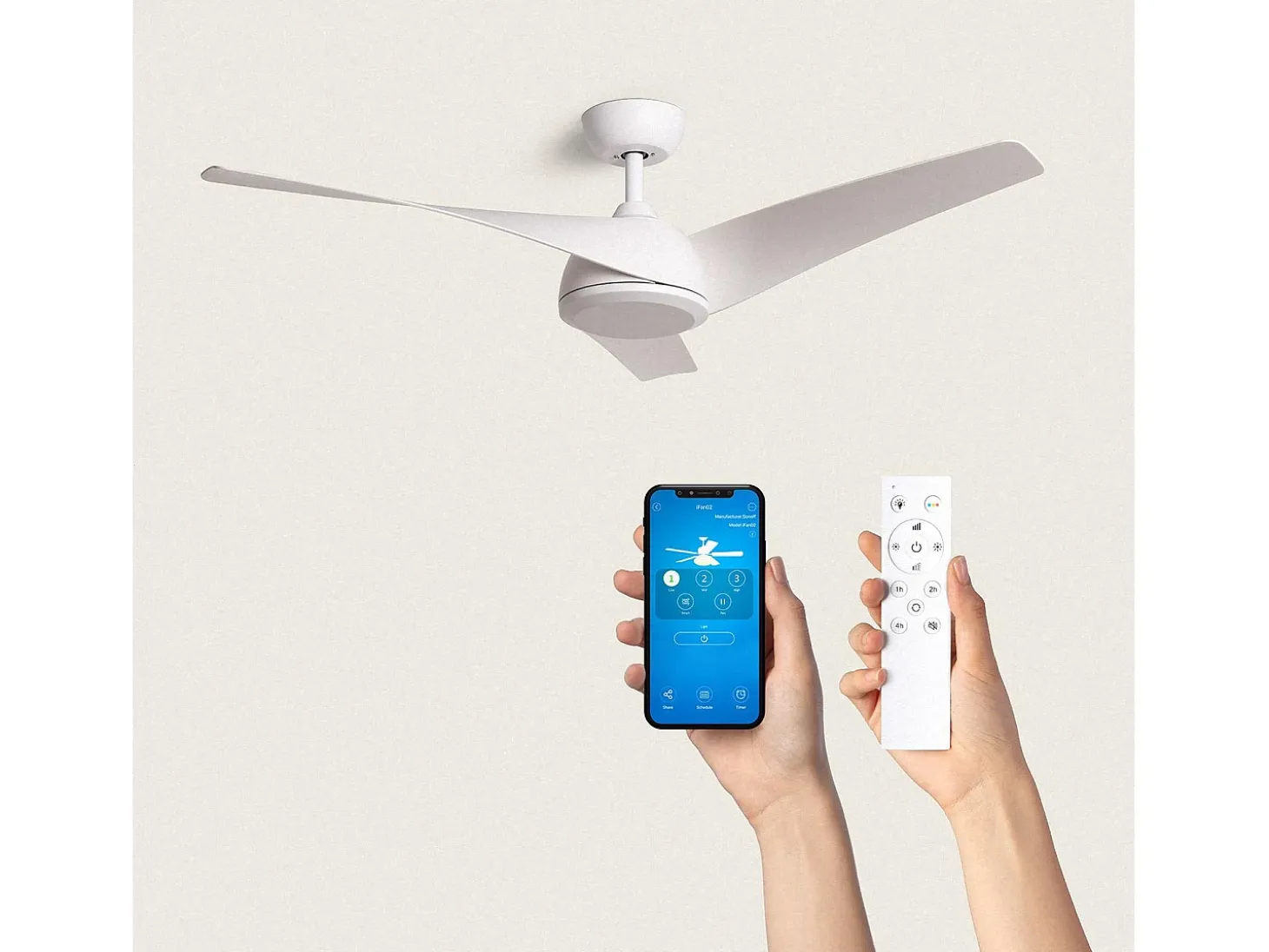 Blanco Blanco Sin Luz Controlador de Pared + Mando Sí