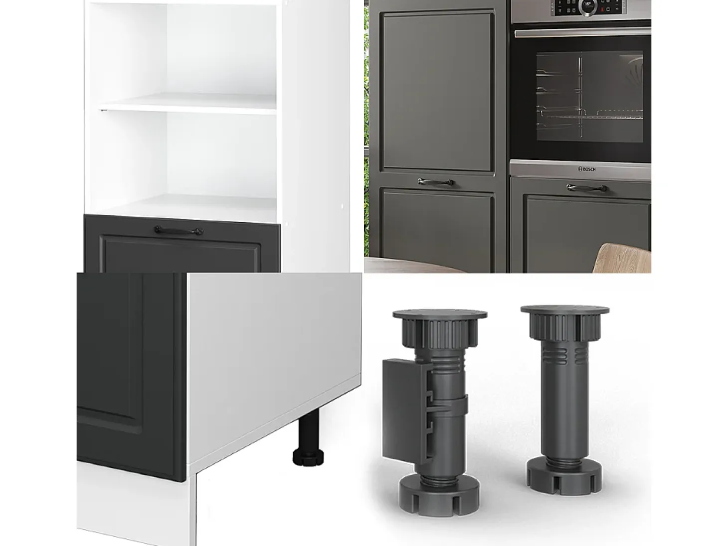 Bloque de cocina antracita casa de campo/blanco 180x46x81.6 r-line