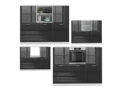 Bloque de cocina antracita brillo intenso/blanco 180x46x81.6 r-line