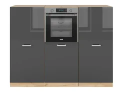 Bloque de cocina antracita brillo intenso/roble dorado eléctrico 180x46x81.6 r-line