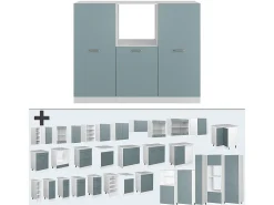 Bloque de cocina azul-gris-blanco 180x46x81.6 r-line