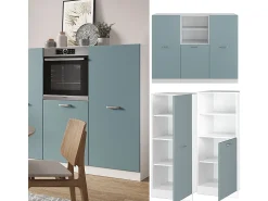 Bloque de cocina azul-gris-blanco 180x46x81.6 r-line