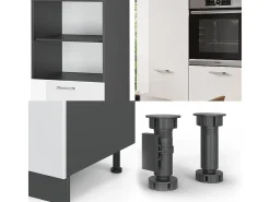 Bloque de cocina blanco brillo/antracita 180x46x81.6 r-line