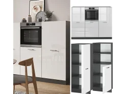 Bloque de cocina blanco brillo/antracita 180x46x81.6 r-line