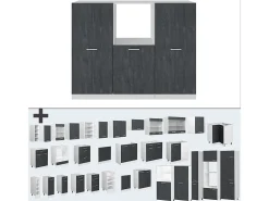 Bloque de cocina hormigón negro/blanco 180x46x81.6 r-line