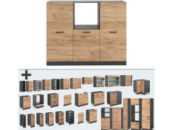 Bloque de cocina oro power roble/antracita 180x46x81.6 r-line