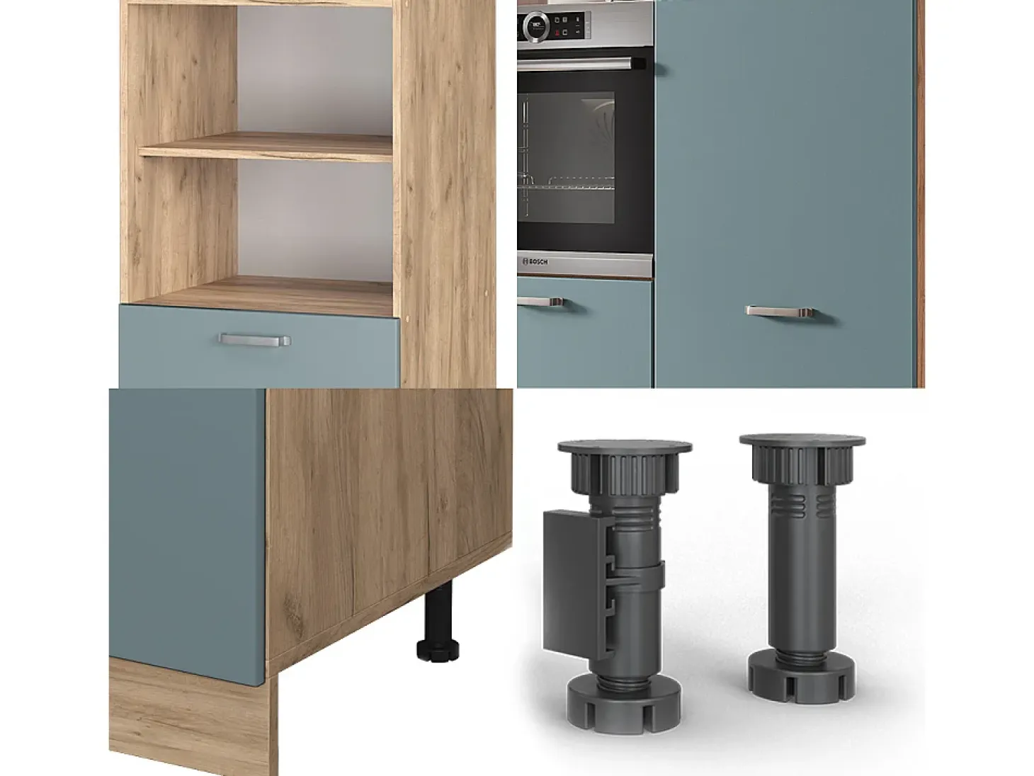 Bloque de cocina roble azul-gris-dorado 180x46x81.6 r-line