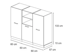 Bloque de cocina roble azul-gris-dorado 180x46x81.6 r-line