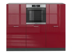 Bloque de cocina rojo brillo intenso/antracita 180x46x81.6 r-line