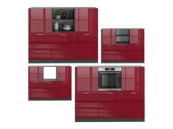 Bloque de cocina rojo brillo intenso/antracita 180x46x81.6 r-line