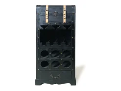 Botellero con cofre de madera de abeto y MDF, L.43 x A.100 cm, Negro, CAVINA