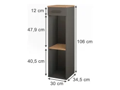 Botellero oro power roble/antracita 30x34.5x106 repose