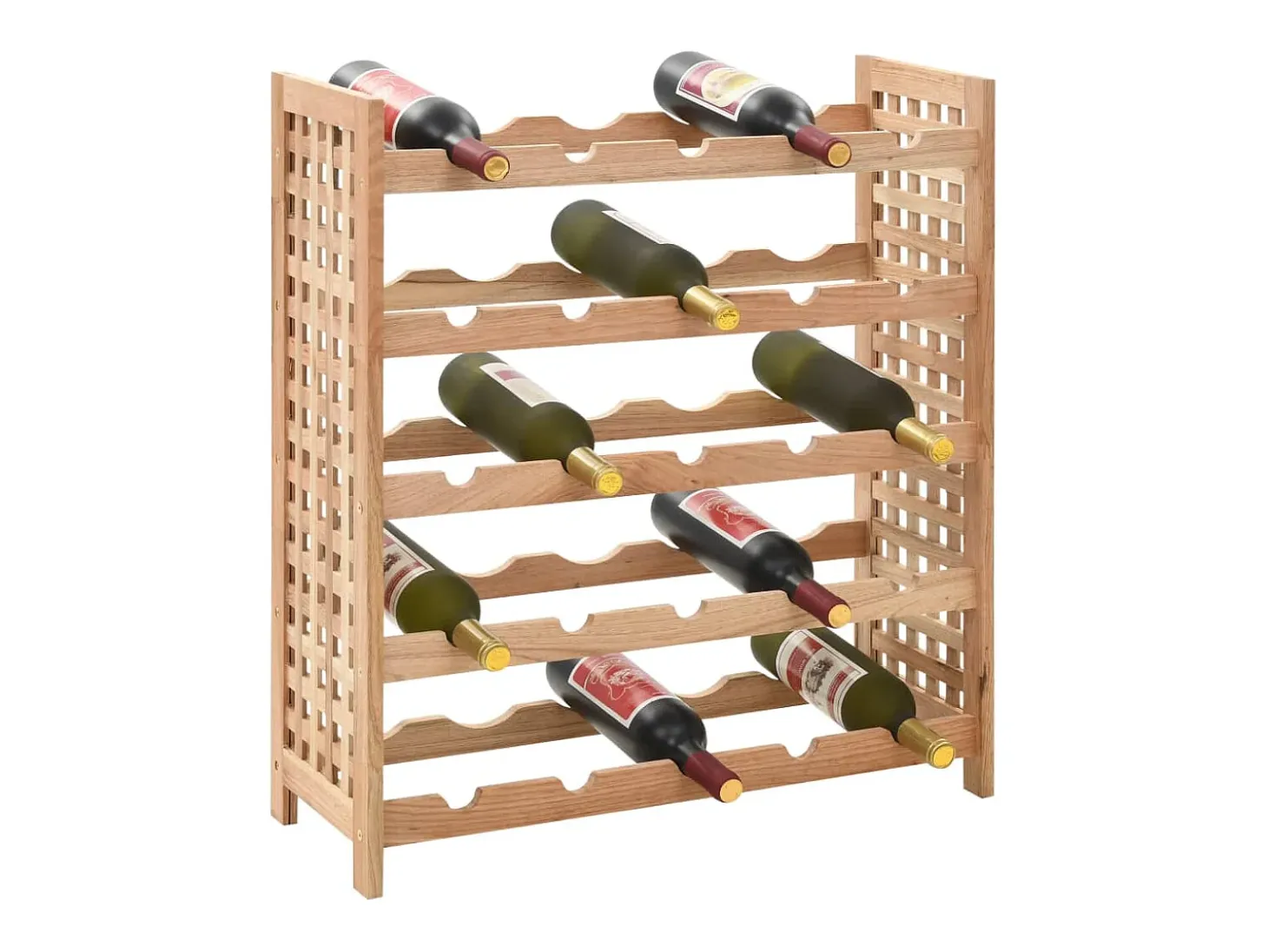 Botellero para 25 botellas madera maciza de nogal 63x25x73 cm ES482751