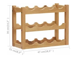 Botellero para 12 botellas madera maciza de roble 47x21x36 cm ES523930