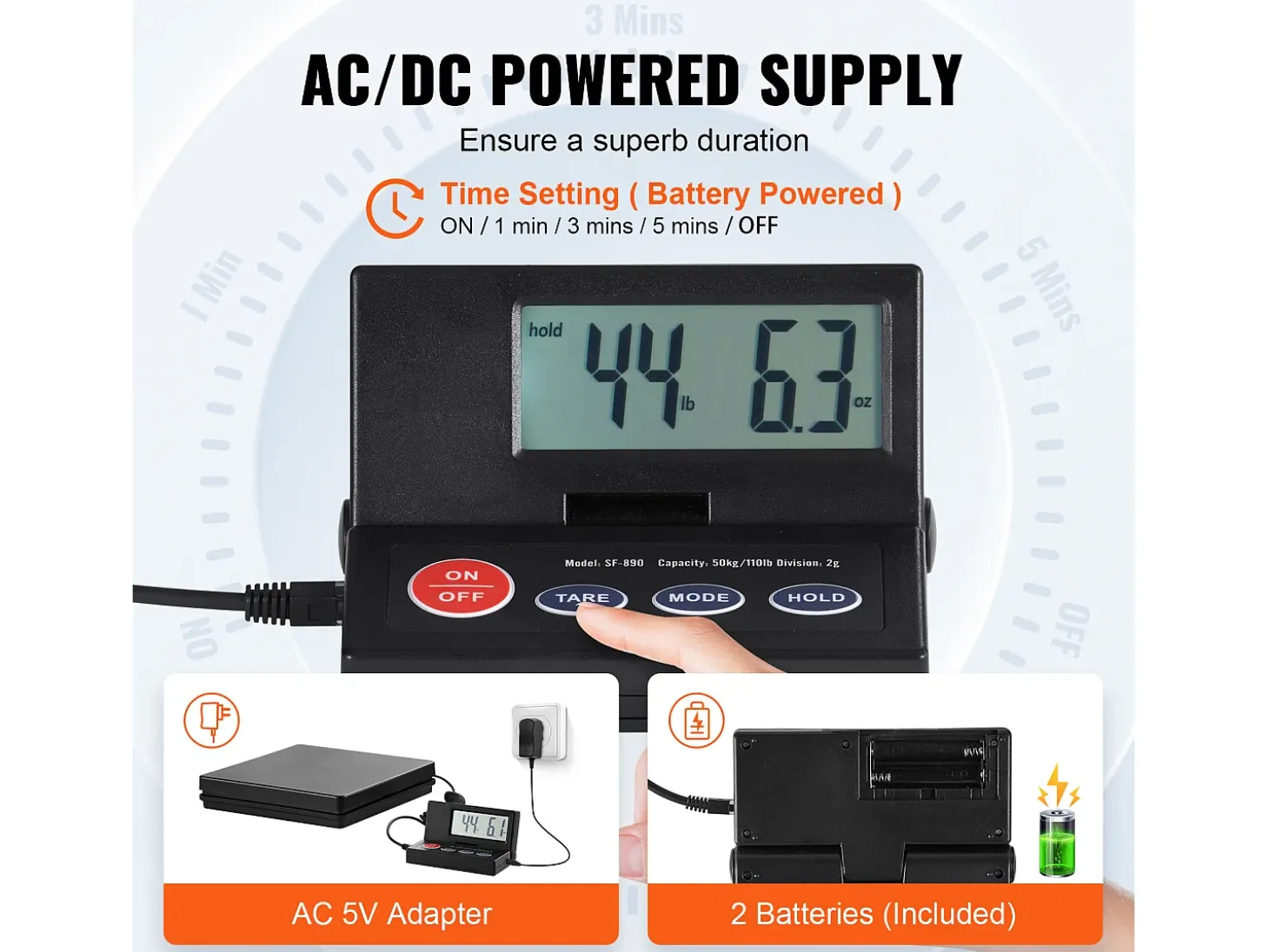 Báscula de Envío Digital SucceBuy Báscula Digital para Envíos de 49.89 kg x 1.98 g con Pantalla LCD