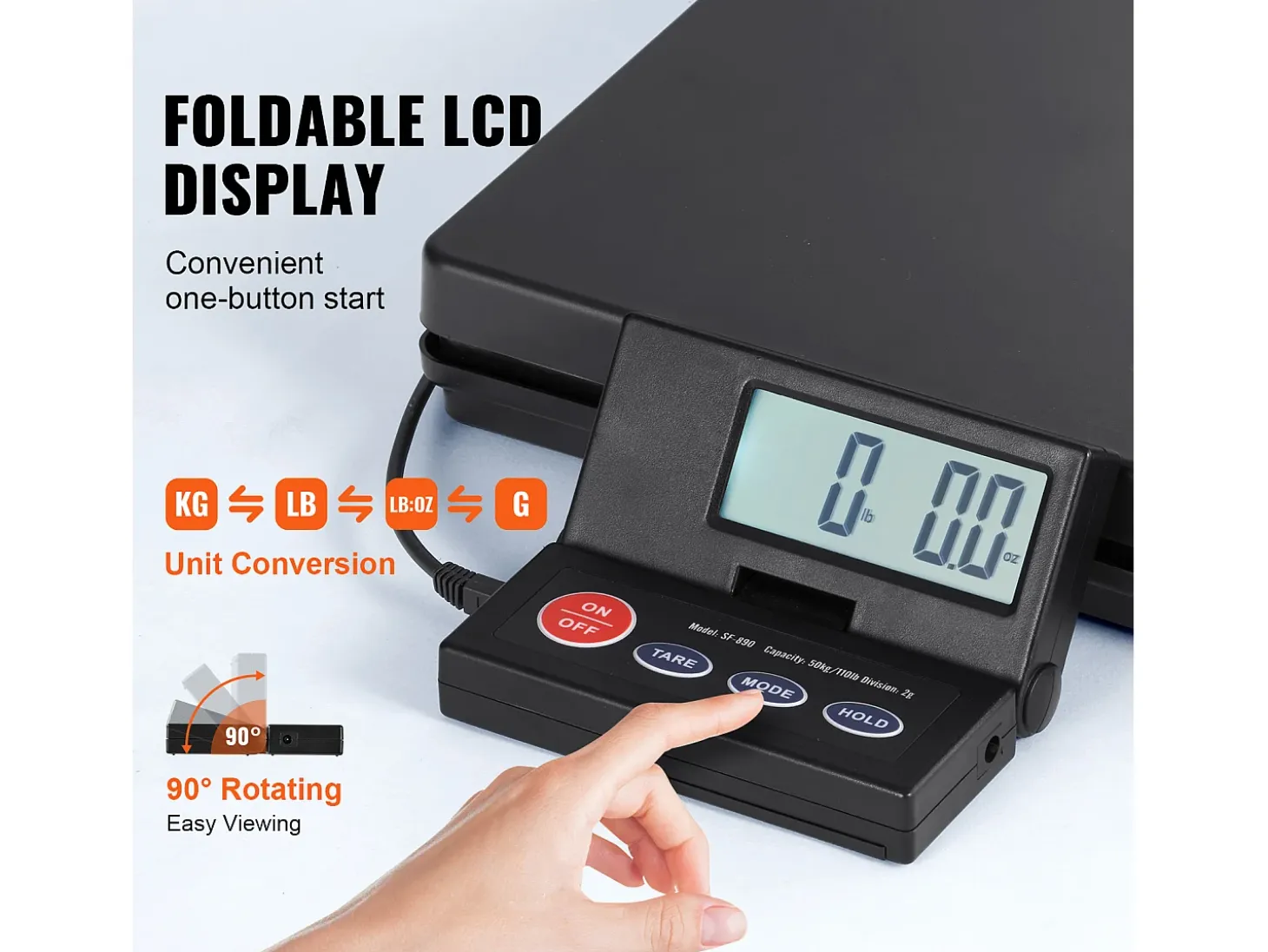Báscula de Envío Digital SucceBuy Báscula Digital para Envíos de 49.89 kg x 1.98 g con Pantalla LCD