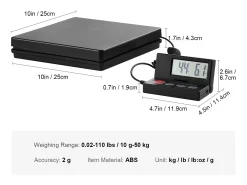 Báscula de Envío Digital SucceBuy Báscula Digital para Envíos de 49.89 kg x 1.98 g con Pantalla LCD