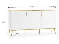 Bufé 3 puertas Zora Blanco y Dorado