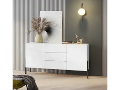 Bufé largo 2 puertas 3 cajones Bérénice Blanco
