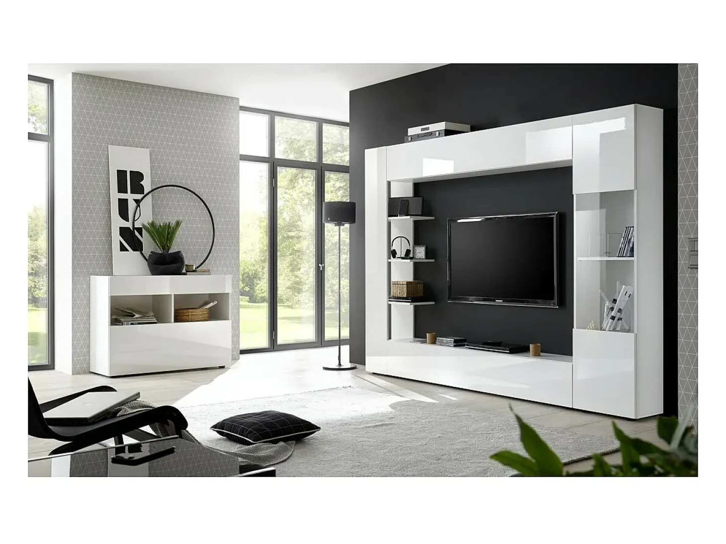 Buffet 1 cajón y 1 puerta abatible, colección SULTANO, color blanco, ideal en tu salón o comedor.