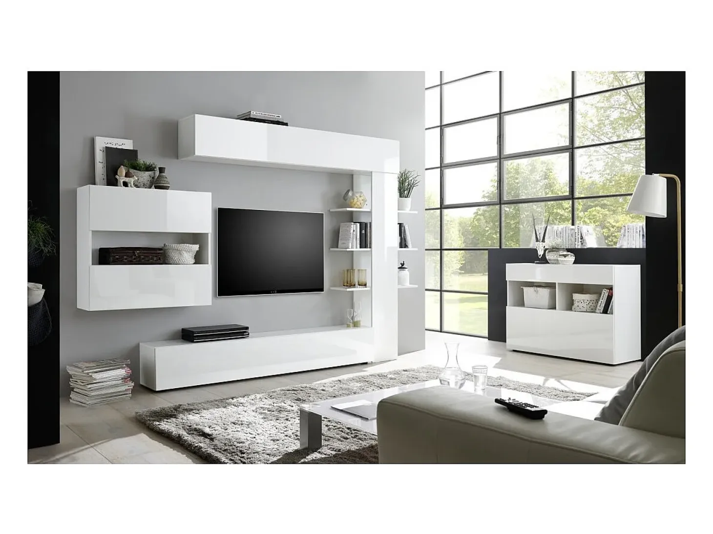 Buffet 1 cajón y 1 puerta abatible, colección SULTANO, color blanco, ideal en tu salón o comedor.