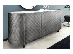 Buffet 150 cm 3 puertas 1 cajón gris y mármol blanco – Colección MILANO