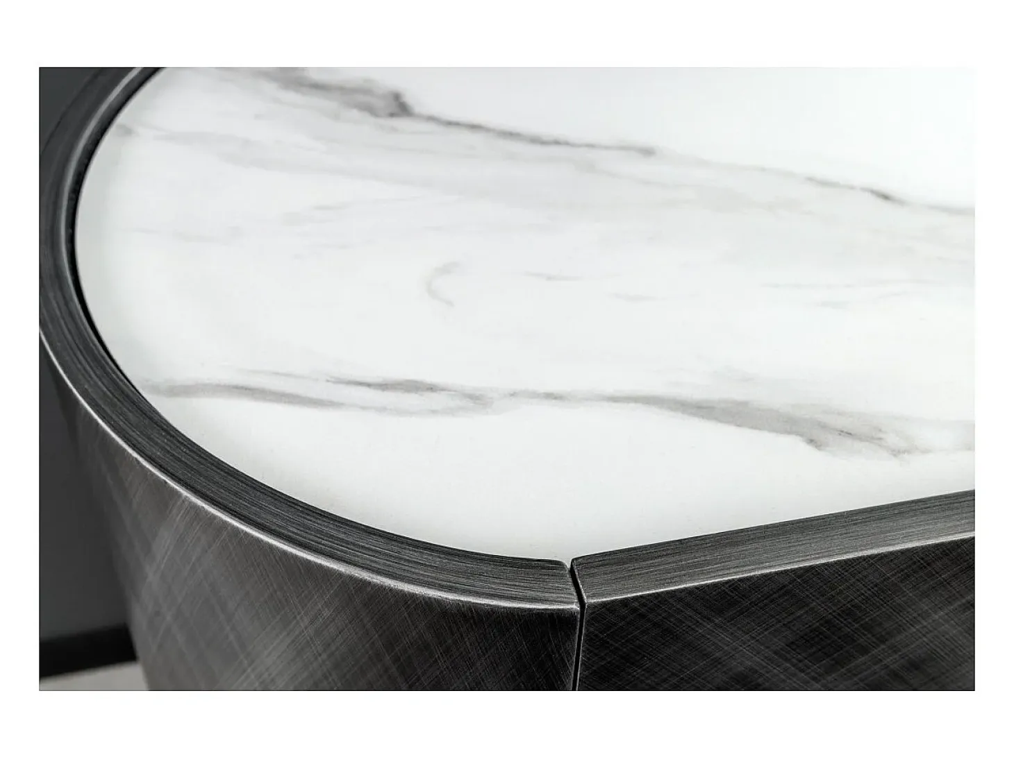 Buffet 150 cm 3 puertas 1 cajón gris y mármol blanco – Colección MILANO