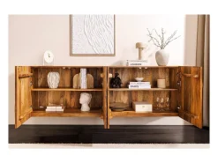 Buffet 180 cm 4 puertas madera tallada natural – Colección SILVA