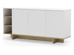 Buffet 3 portes blanc et décor chêne 170 cm - Alicia