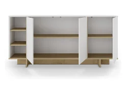 Buffet 3 portes blanc et décor chêne 170 cm - Alicia