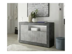 Buffet 3 puertas, colección URBAN, color gris oscuro, perfecto para su sala de estar.