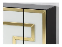 Buffet 4 puertas cristal blanco y negro decoración oro