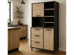 Buffet alto Cocina Roma Roble Kronberg/Negro Mate 180x92x40 cm