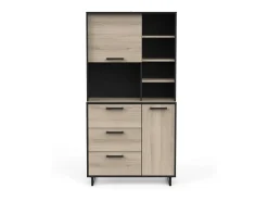 Buffet alto Cocina Roma Roble Kronberg/Negro Mate 180x92x40 cm