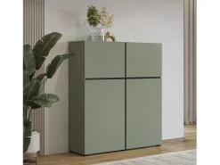 Buffet alto color verde salvia L120xH140xP40 colección HAVANA. Aparador alto diseño con 4 puertas.
