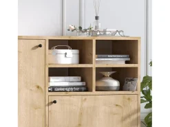 Buffet Alto Roble Zafiro 3 Puertas 4 Nichos Metal Negro 100x125cm