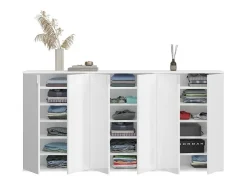 Buffet BODITE – 6 puertas – Blanco lacado – Gran mueble de almacenamiento