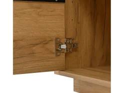 Buffet brillante 140×40×76 cm - 3 puertas - con estantes regulables - paneles de partículas - natural