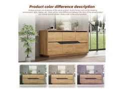 Buffet brillante 140×40×76 cm - 3 puertas - con estantes regulables - paneles de partículas - natural