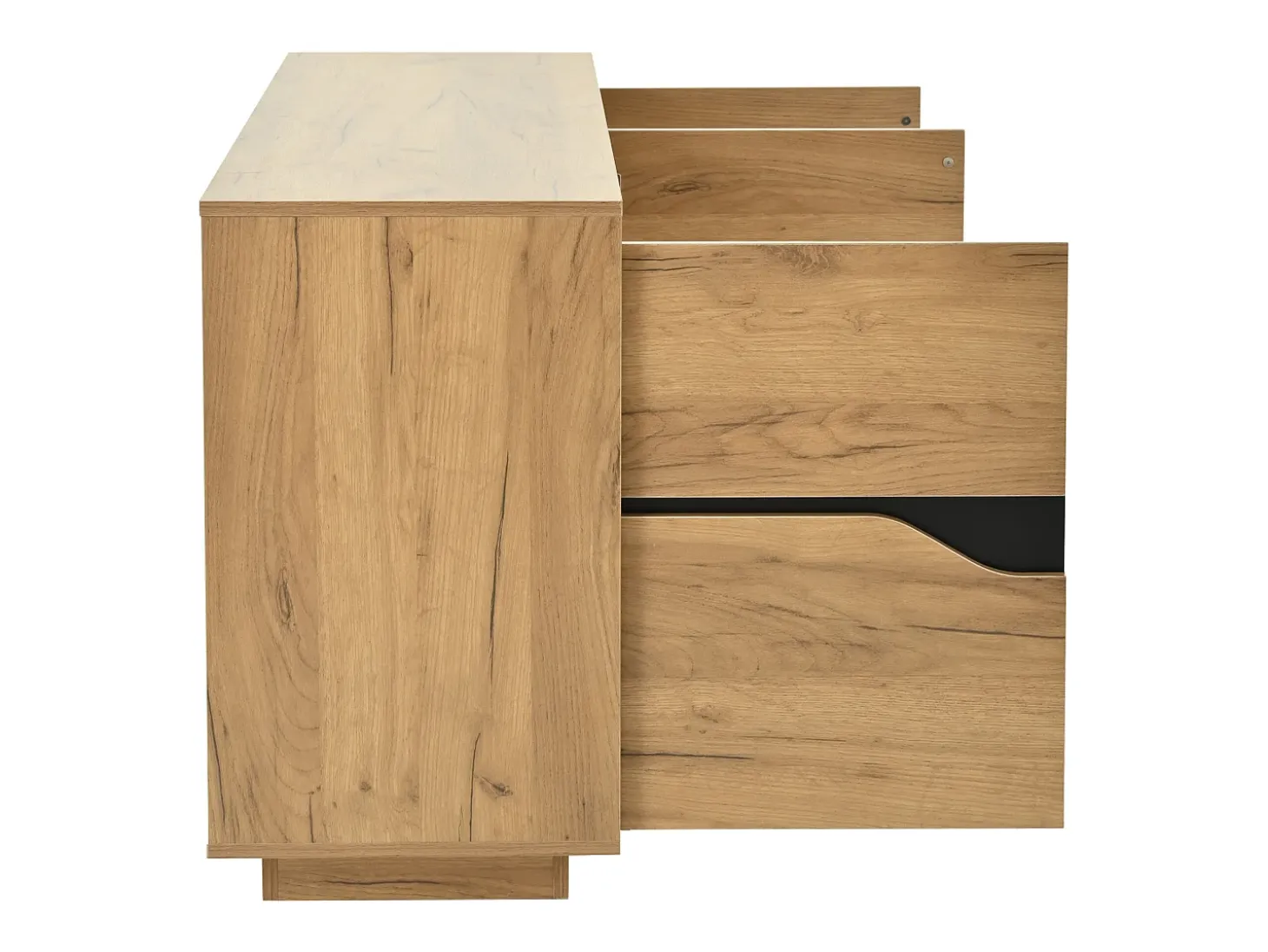 Buffet brillante 140×40×76 cm - 3 puertas - con estantes regulables - paneles de partículas - natural