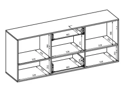 Buffet 165cm colección KOBEE de 3 puertas y 2 cajones. Color roble oscuro y negro.