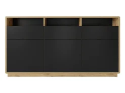 Buffet 180cm colección VILLA. Color roble y negro. LED integrados.