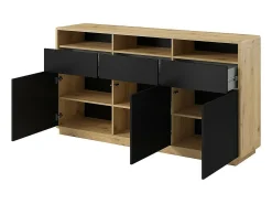Buffet 180cm colección VILLA. Color roble y negro. LED integrados.