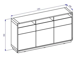 Buffet 180cm colección VILLA. Color roble y negro.