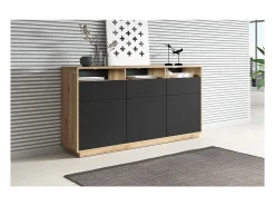 Buffet 180cm colección VILLA. Color roble y negro.