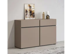 Buffet 120cm color beige y negro colección HAVANA. Aparador de diseño con 2 puertas y 2 cajones.
