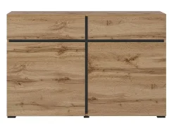 Buffet 120cm coloris chêne et noir collection HAVANA. Aparador de diseño con 2 puertas y 2 cajones.