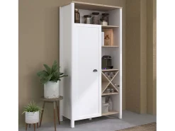 Buffet Cocina Coper Botellero 1 Puerta 9 Estantes Blanco/Roble 95x185 cm